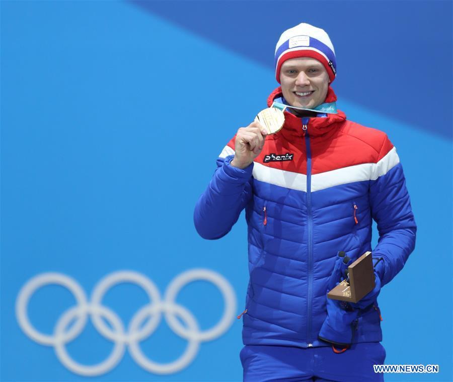 (SP)OLY-SOUTH KOREA-PYEONGCHANG-SPEED SKATING-MEN'S 500M-MEDAL CEREMONY