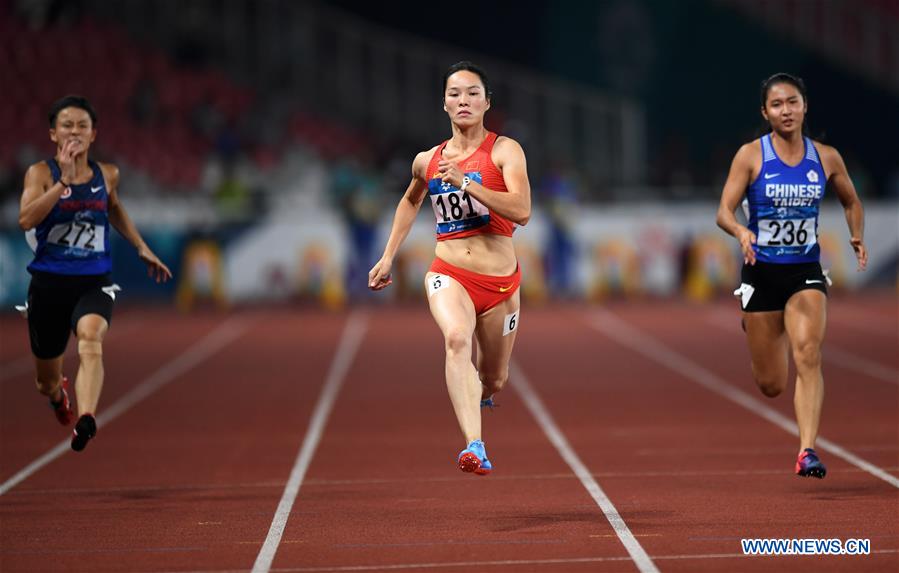 (SP)INDONESIA-JAKARTA-ASIAN GAMES-ATHLETICS-WOMEN'S 100M SEMIFINAL