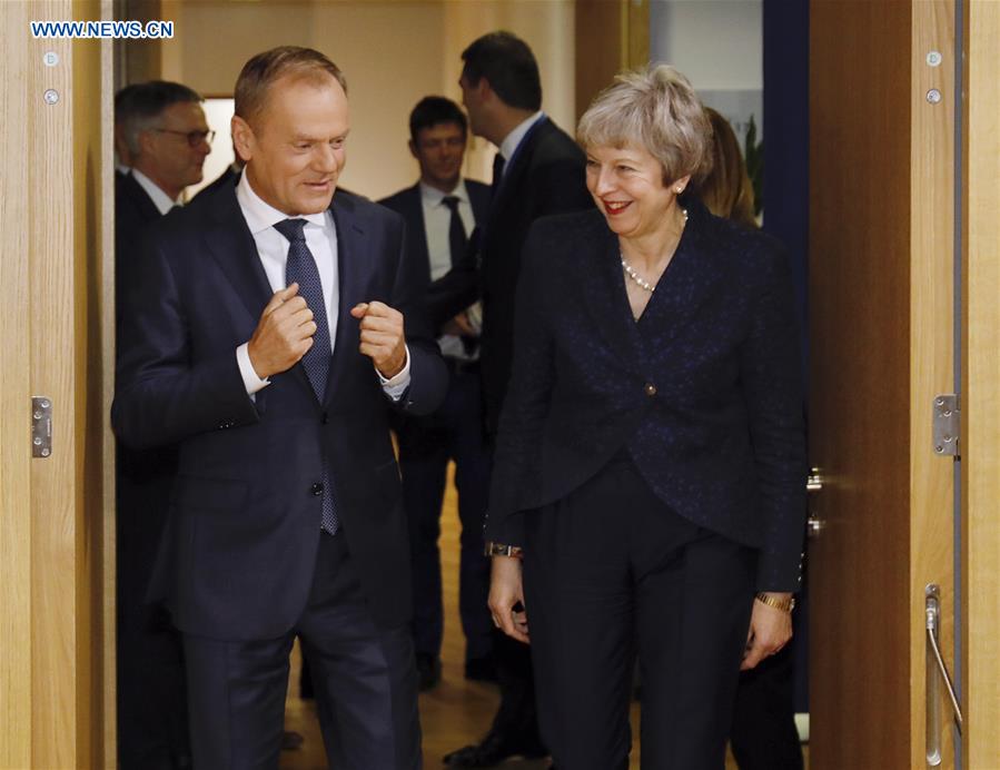 BELGIUM-BRUSSELS-EUROPEAN COUNCIL-TUSK-UK-MAY-MEETING