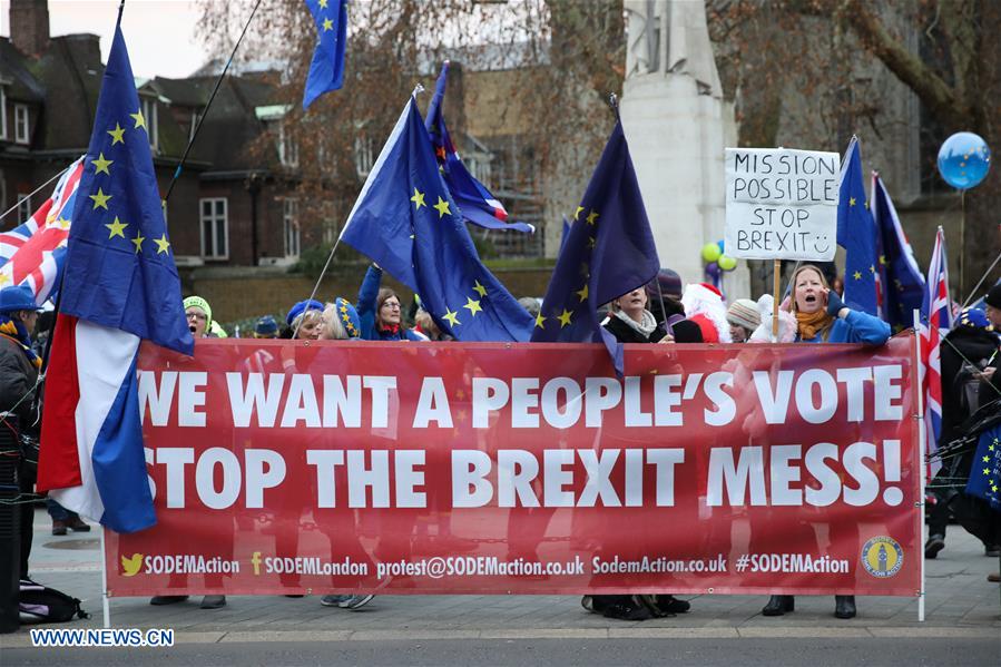 BRITAIN-LONDON-BREXIT VOTE-PUTTING OFF-PROTEST