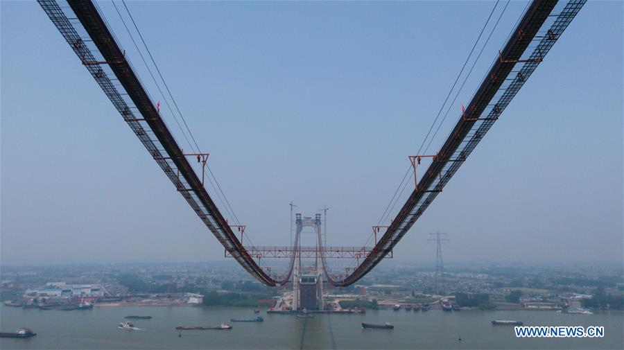 CHINA-JIANGSU-YANGTZE RIVER BRIDGE-MAIN CABLE-ERECTION (CN)