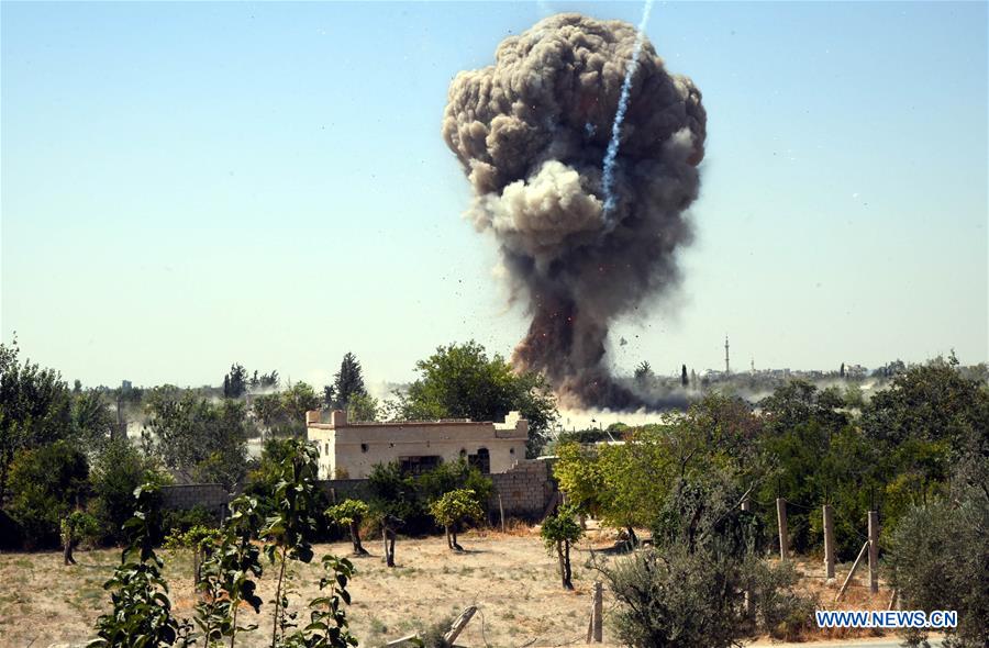 SYRIA-DAMASCUS-REBEL-EXPLOSIVES