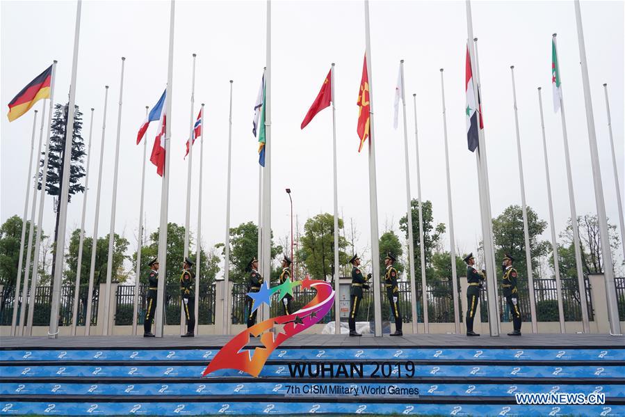 (SP)CHINA-WUHAN-7TH MILITARY WORLD GAMES-FLAG-RAISING CEREMONY