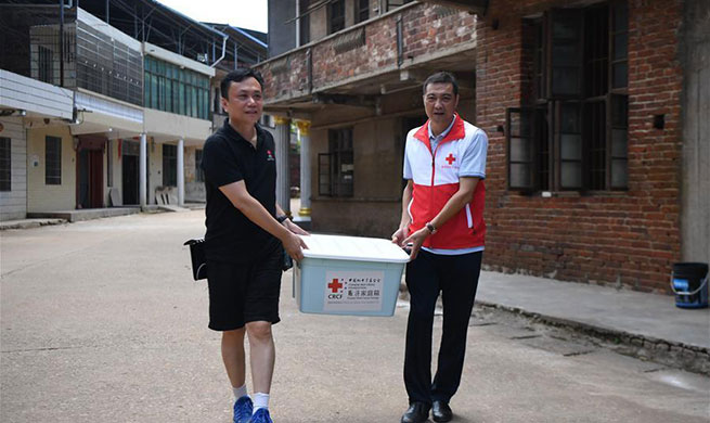 Disaster-relief packages distributed to flood victims in China's Hunan